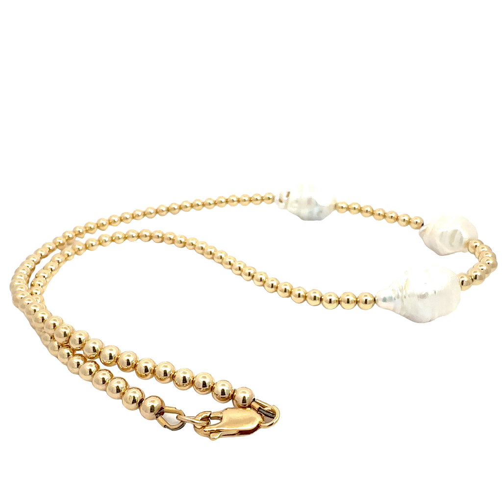 Water Baroque Pearl Necklace on white back overview