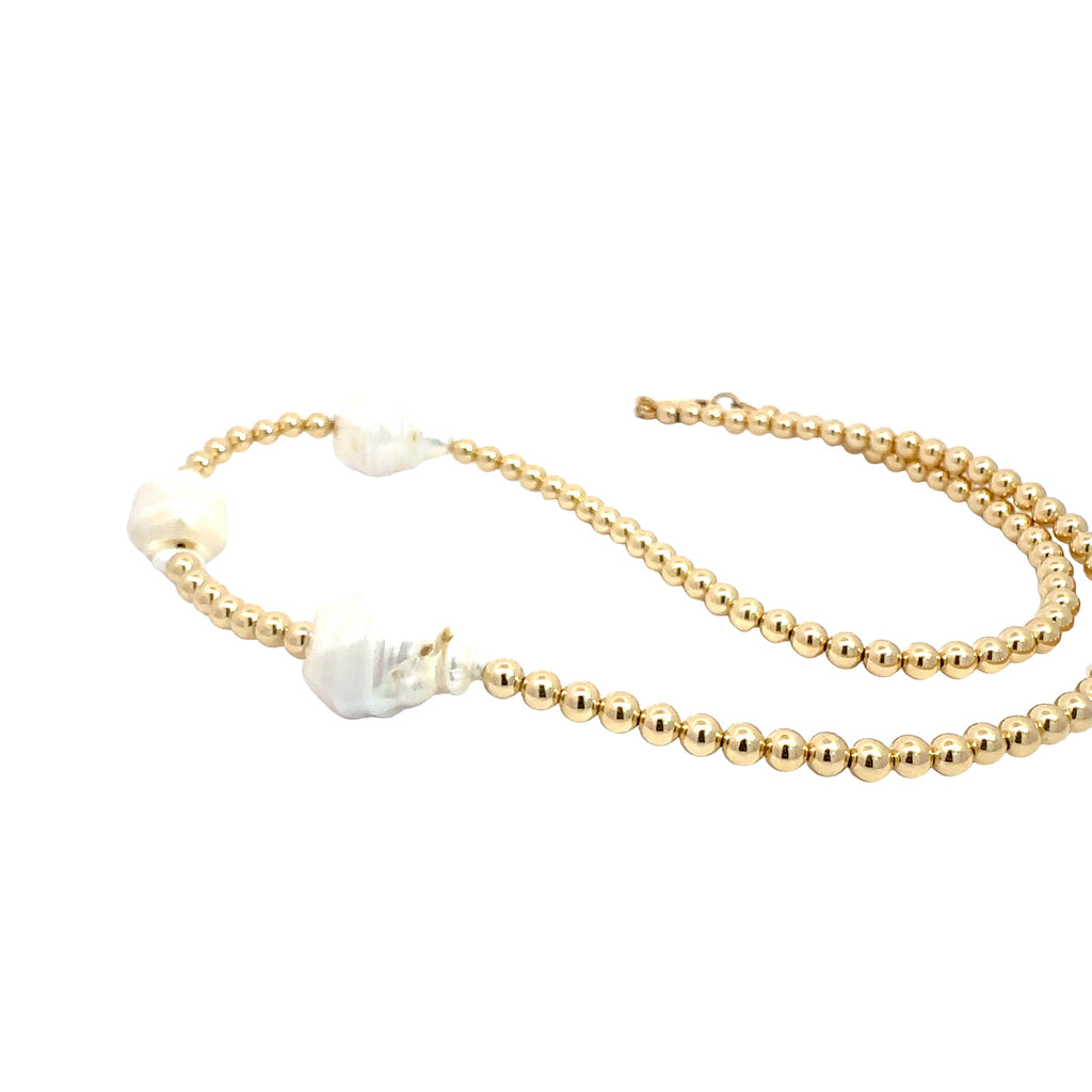 Water Baroque Pearl Necklace on white right side overview