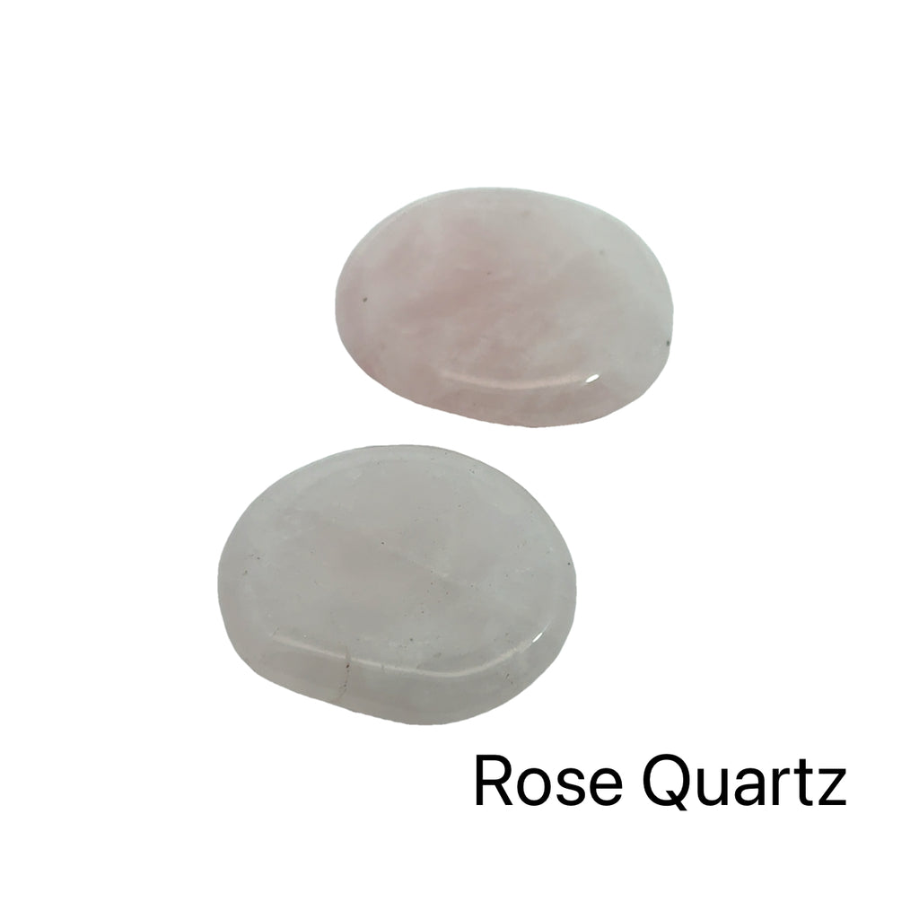 Worry Stone grouping of Rose Quartz on white front view