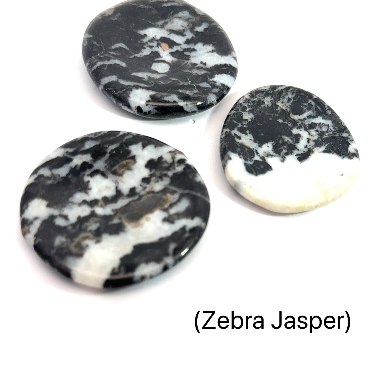 Worry Stone grouping of Zebra Jasper on white front view