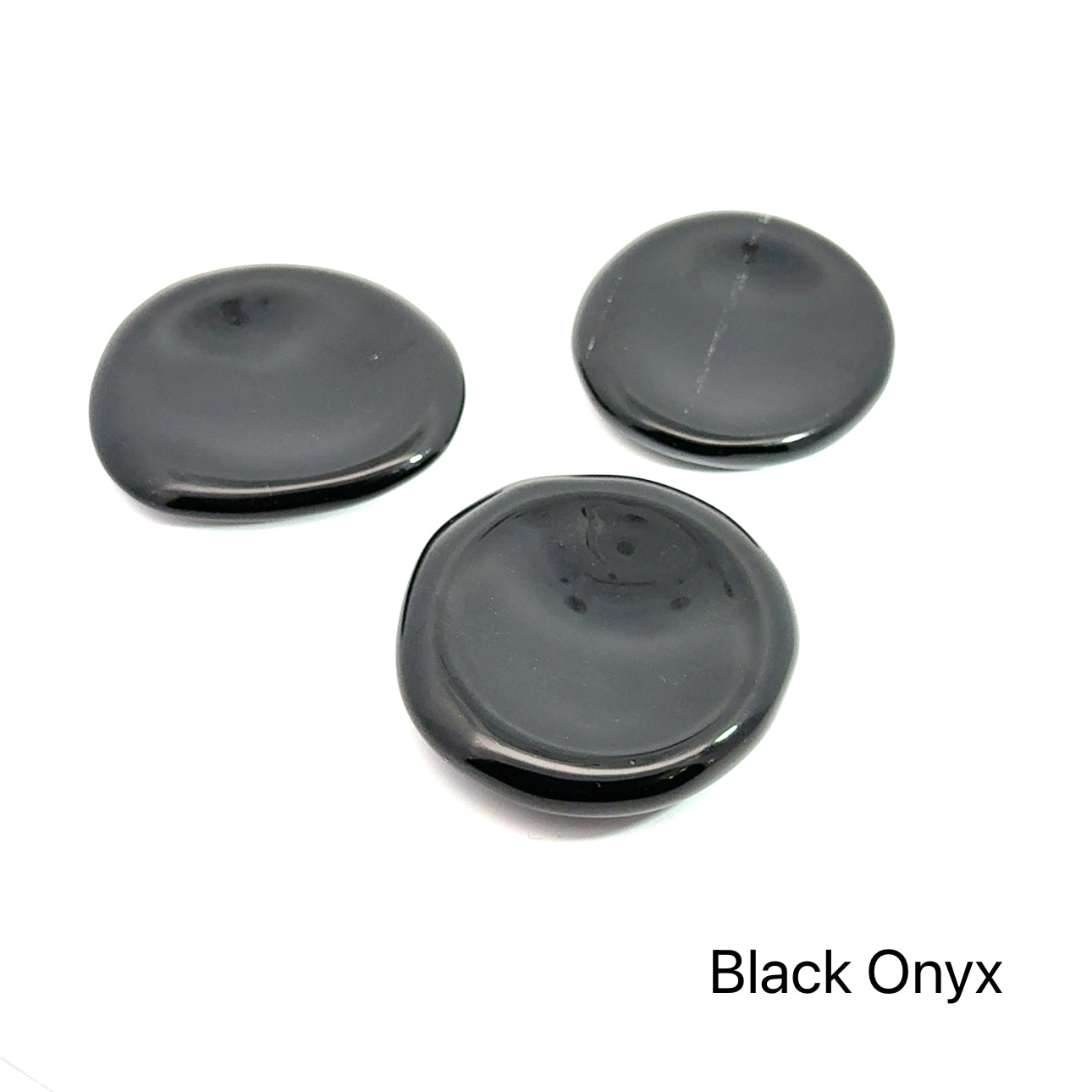 Worry Stone grouping of black onyx on white front view