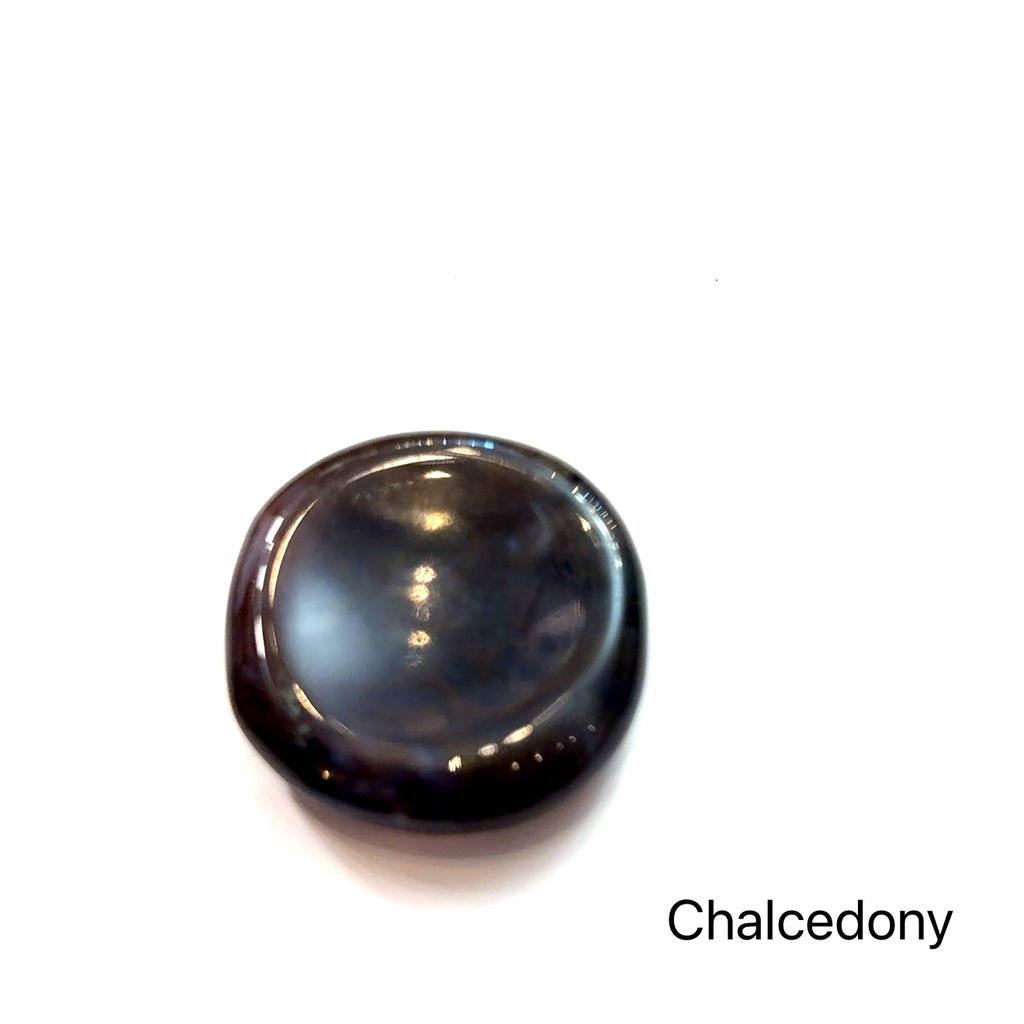 Worry Stone grouping of  chalcedony on white front view