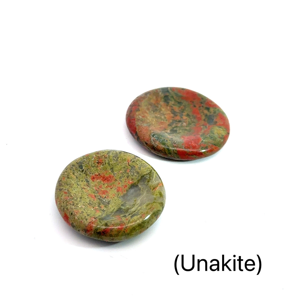 Worry Stone grouping of unakite on white front view