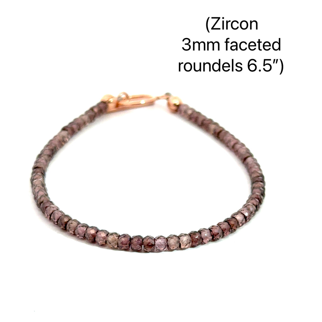 Zircon Gemstone Beaded Bracelet 6.5'' on white front overview