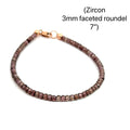 Zircon Gemstone Beaded Bracelet 7'' on white front overview