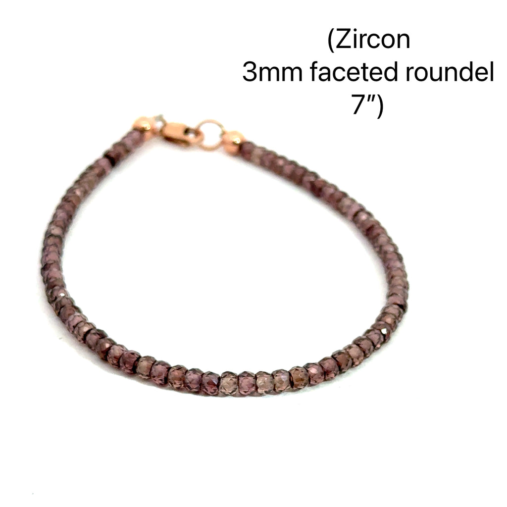 Zircon Gemstone Beaded Bracelet 7'' on white front overview