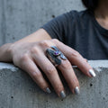 Almandine Garnet Shield Ring – Size 6.5 | Sterling Silver Armor for the Soul | Hidden Jewel of the South End