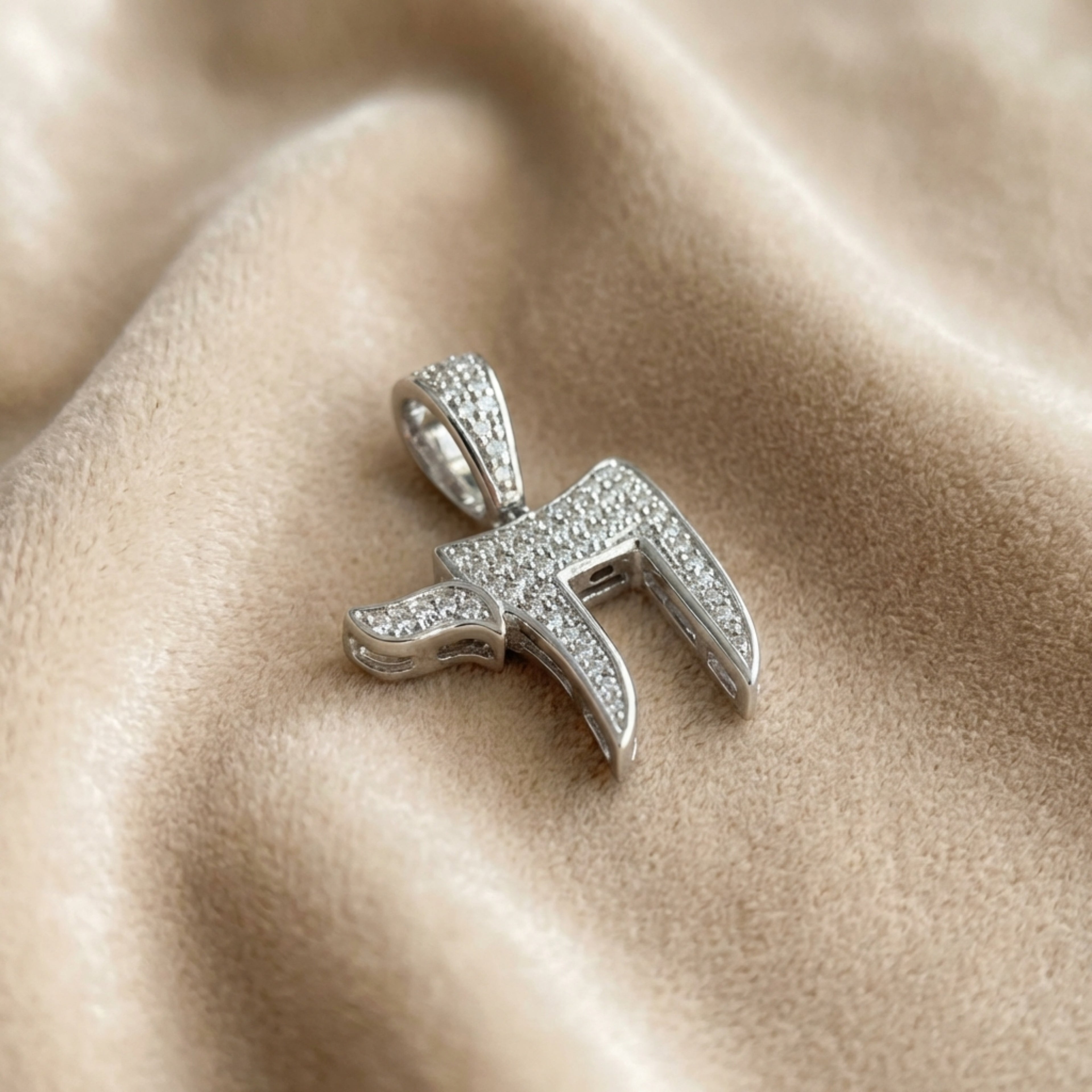 Sterling Silver Chai Pendant With Paved CZ's