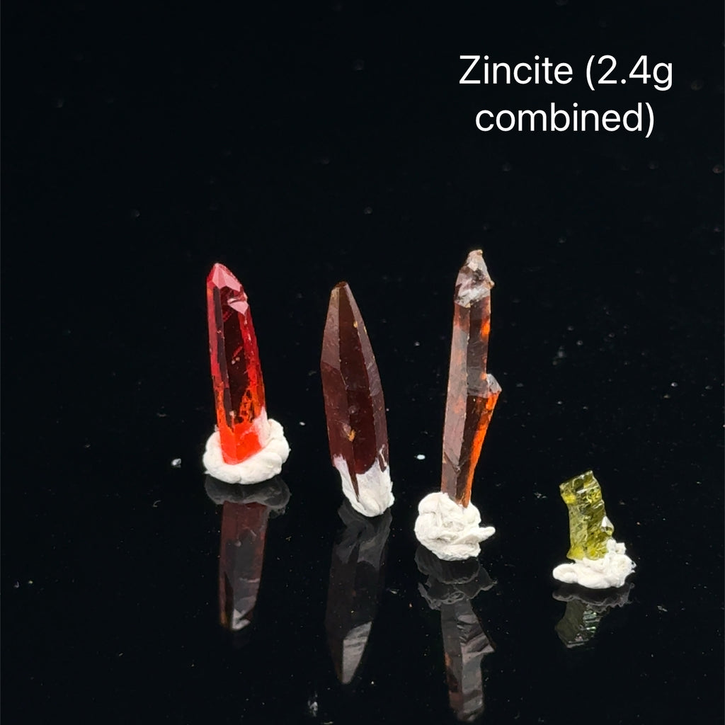 multicolor Zincite Raw Gemstone crystals side