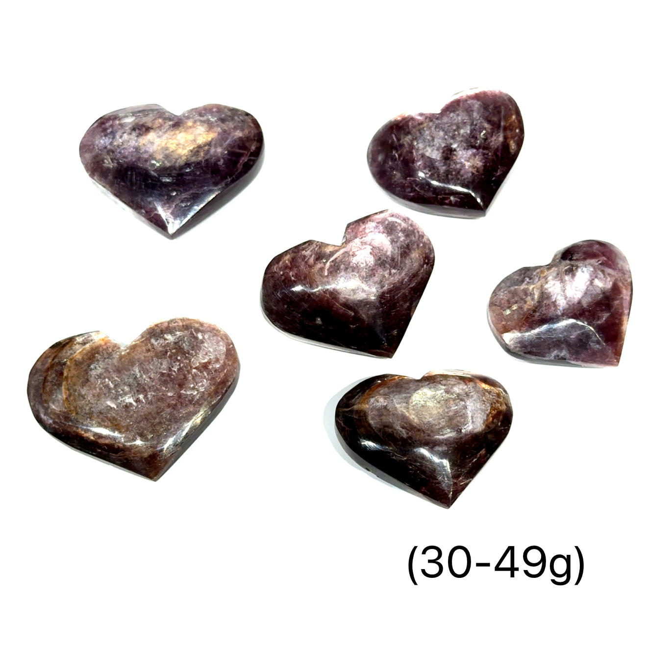 Lepidolite gemstone hearts shape carving