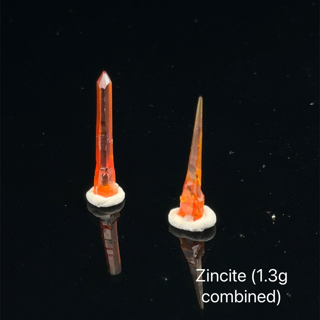 orange Zincite Raw Gemstone crystals side