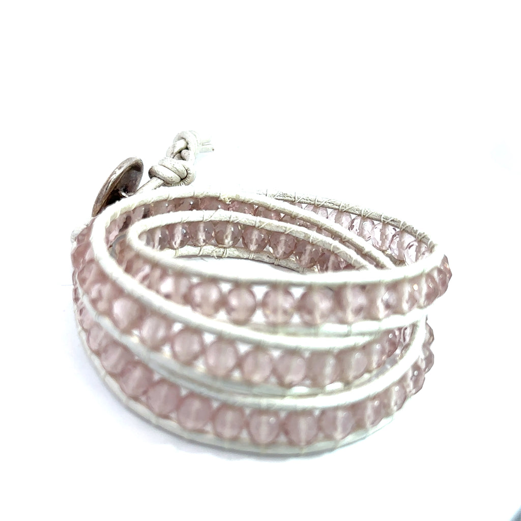 Cape Amethyst Leather Wrap Bracelet, faceted Gemstone Bracelet