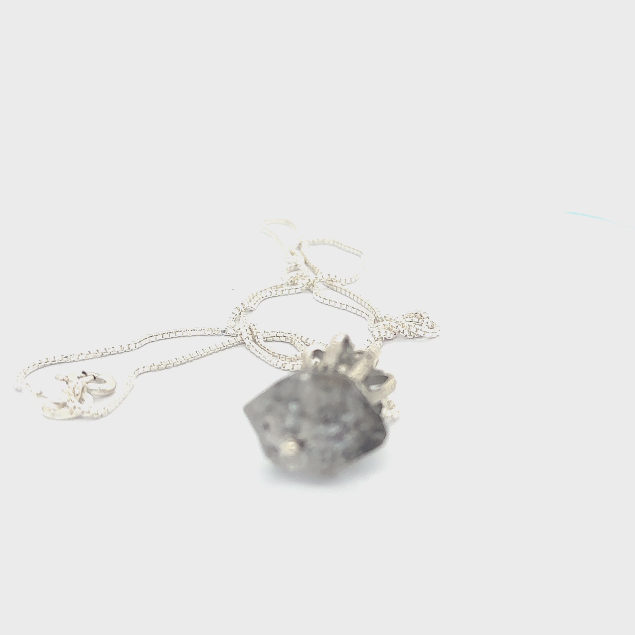 Sterling Silver Crown Pendant with herkimer diamond gemstone on a white background, front overview. video