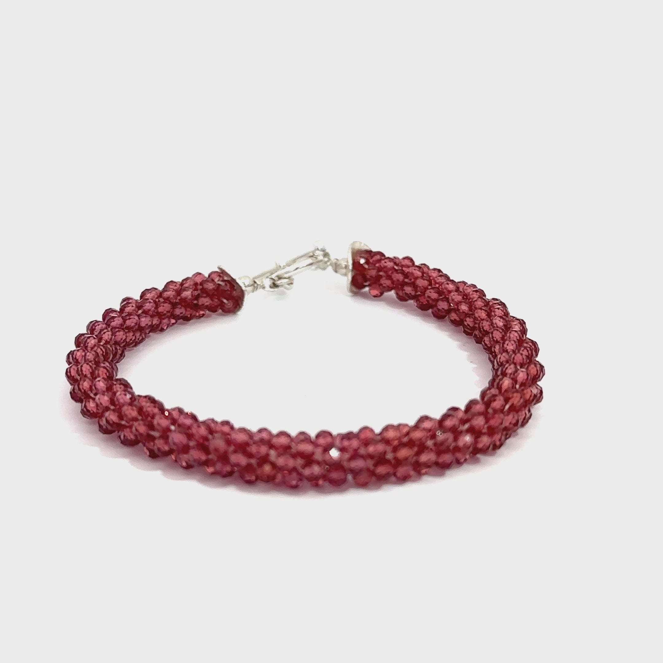 Garnet Crocheted Gemstone  bracelet, Jewelry