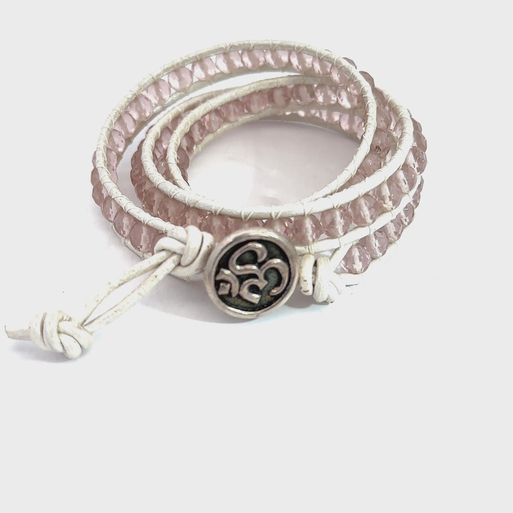 Cape Amethyst Leather Wrap Bracelet, faceted Gemstone Bracelet