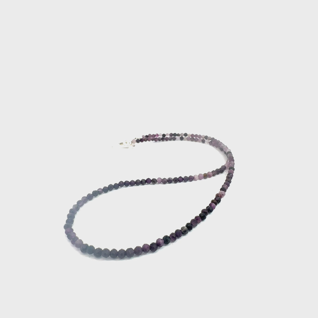 Sugilite Gemstone necklace long on white overview video
