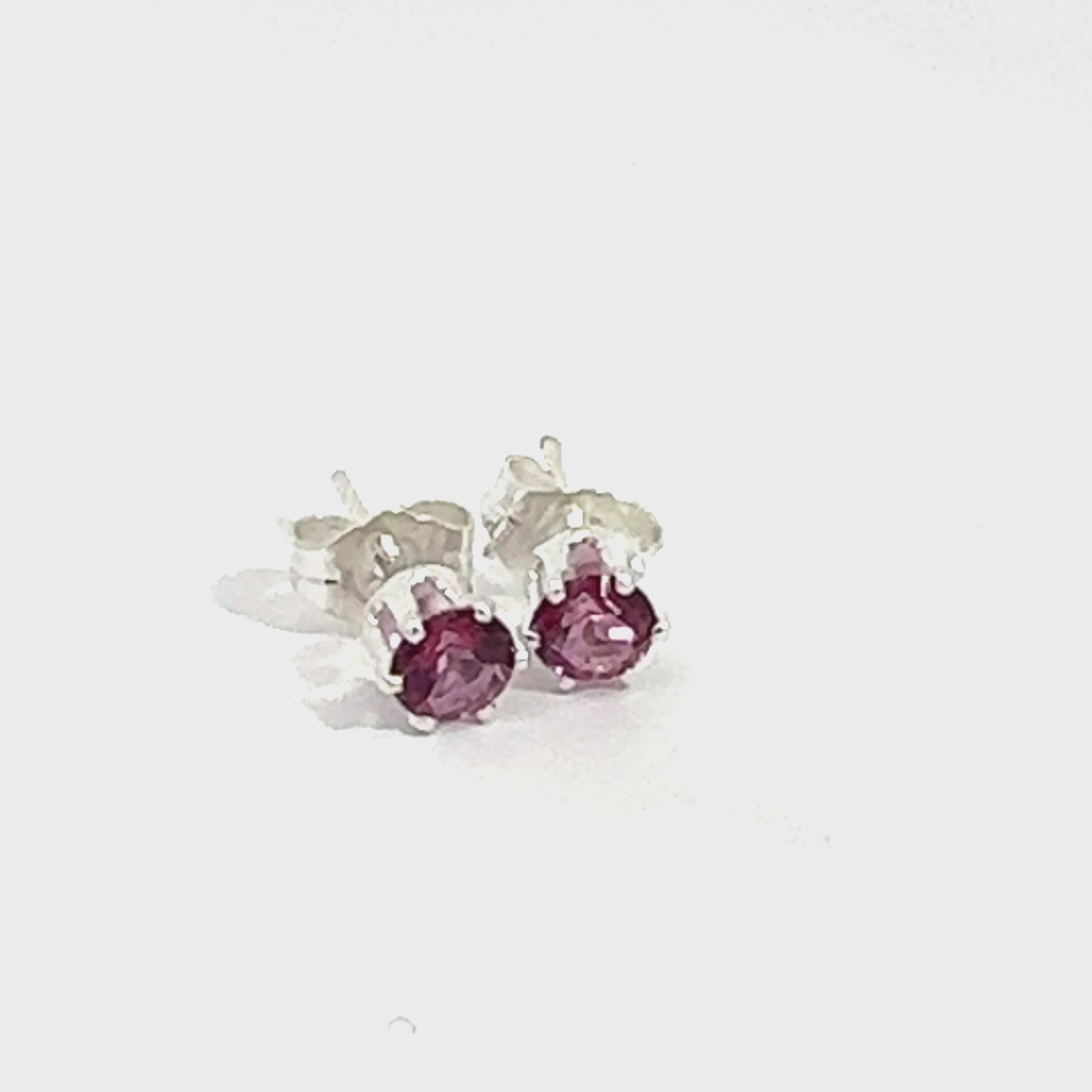 Pink Topaz Sterling Silver Earrings on white center overview video