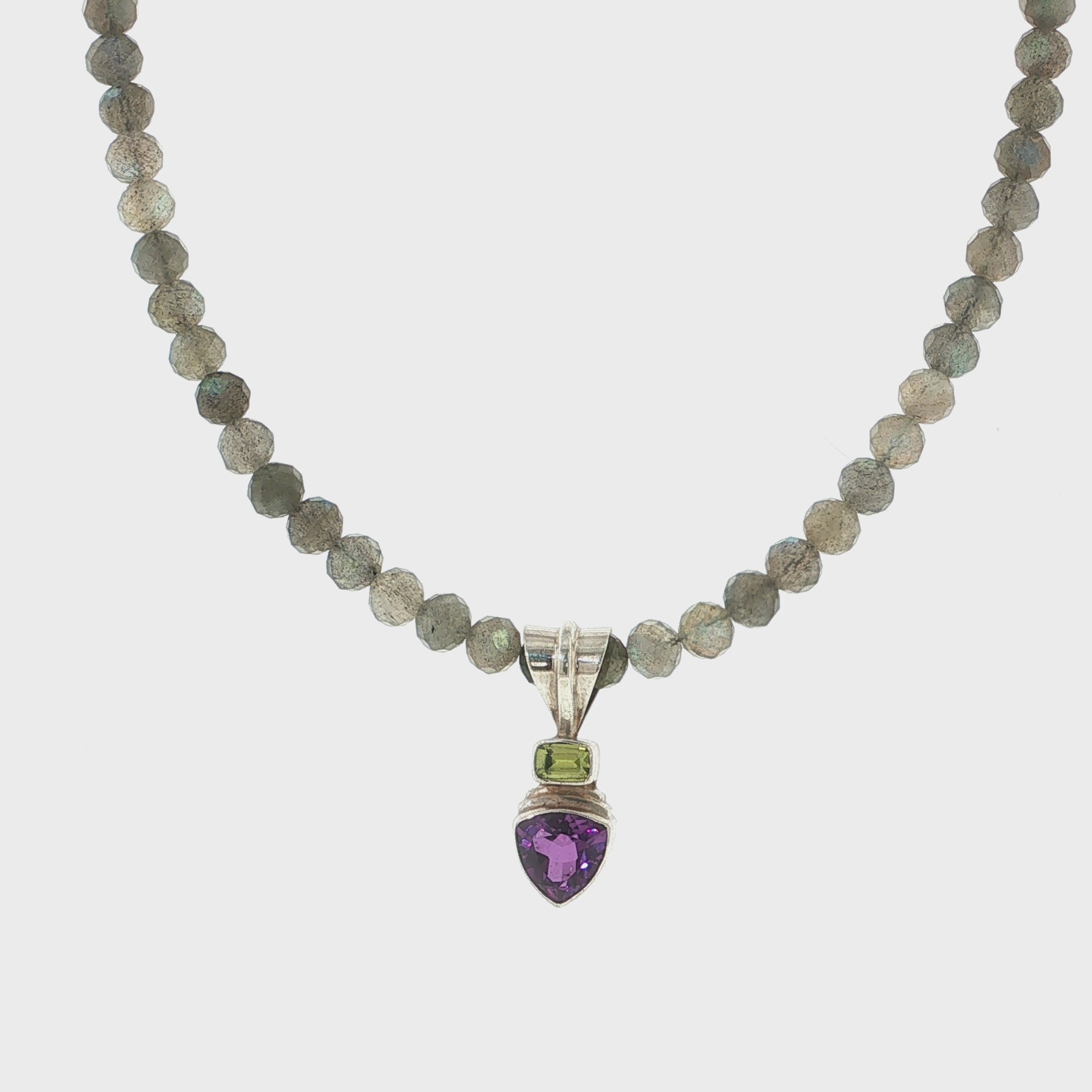 Labradorite, Amethyst & Peridot Sterling Silver Necklace
