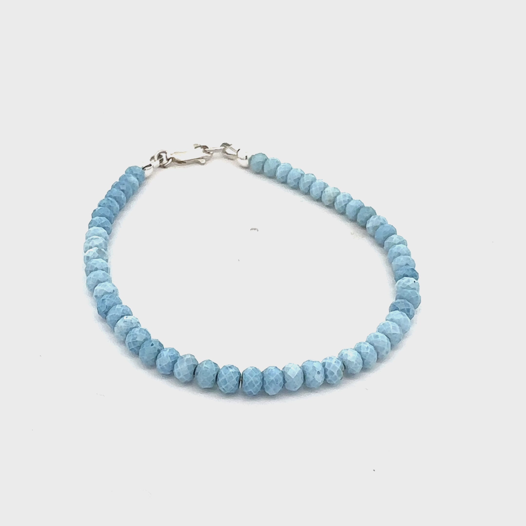Blue Peruvian Opal Gemstone Beaded Bracelet