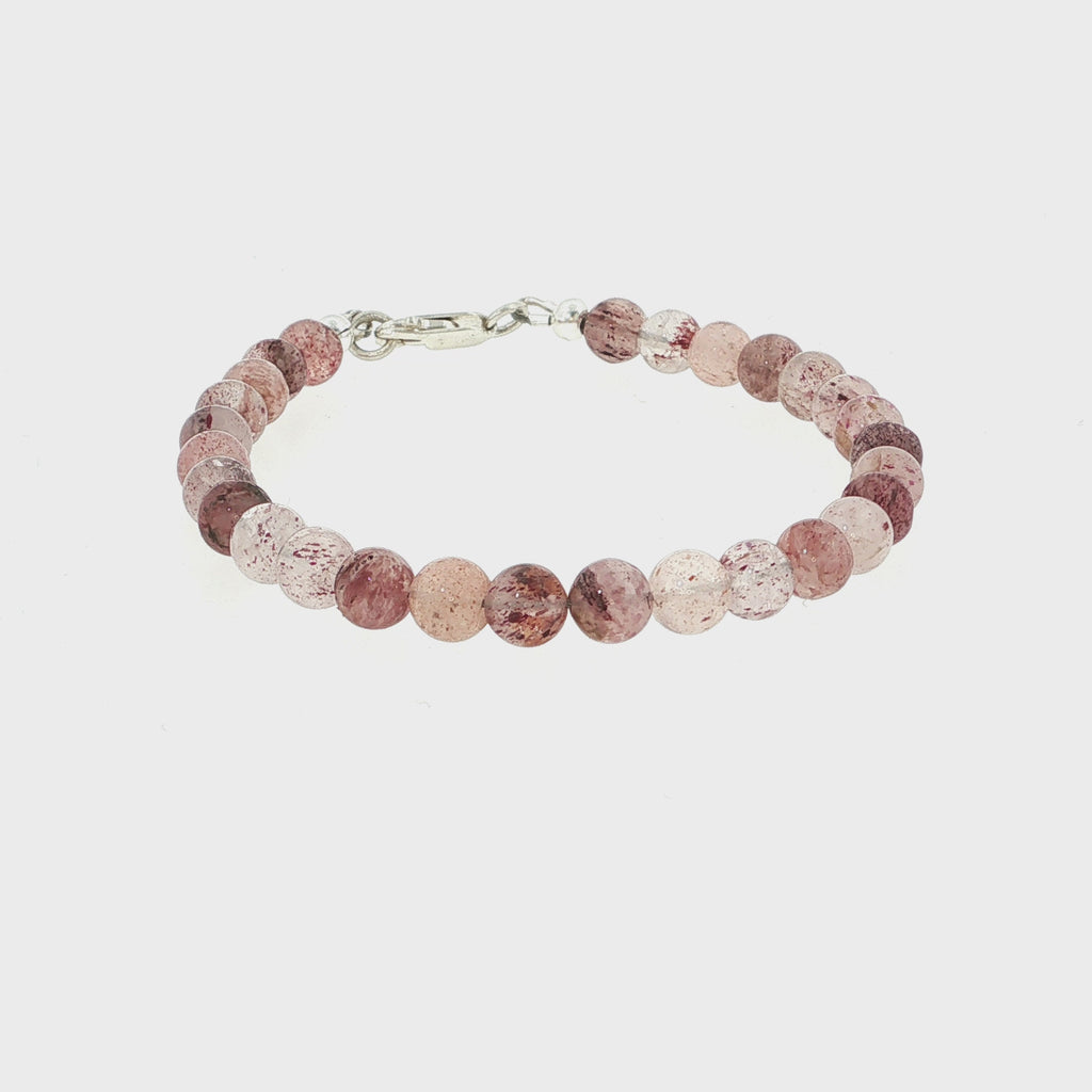 Strawberry Quartz Gemstone Beaded Bracelet Collection