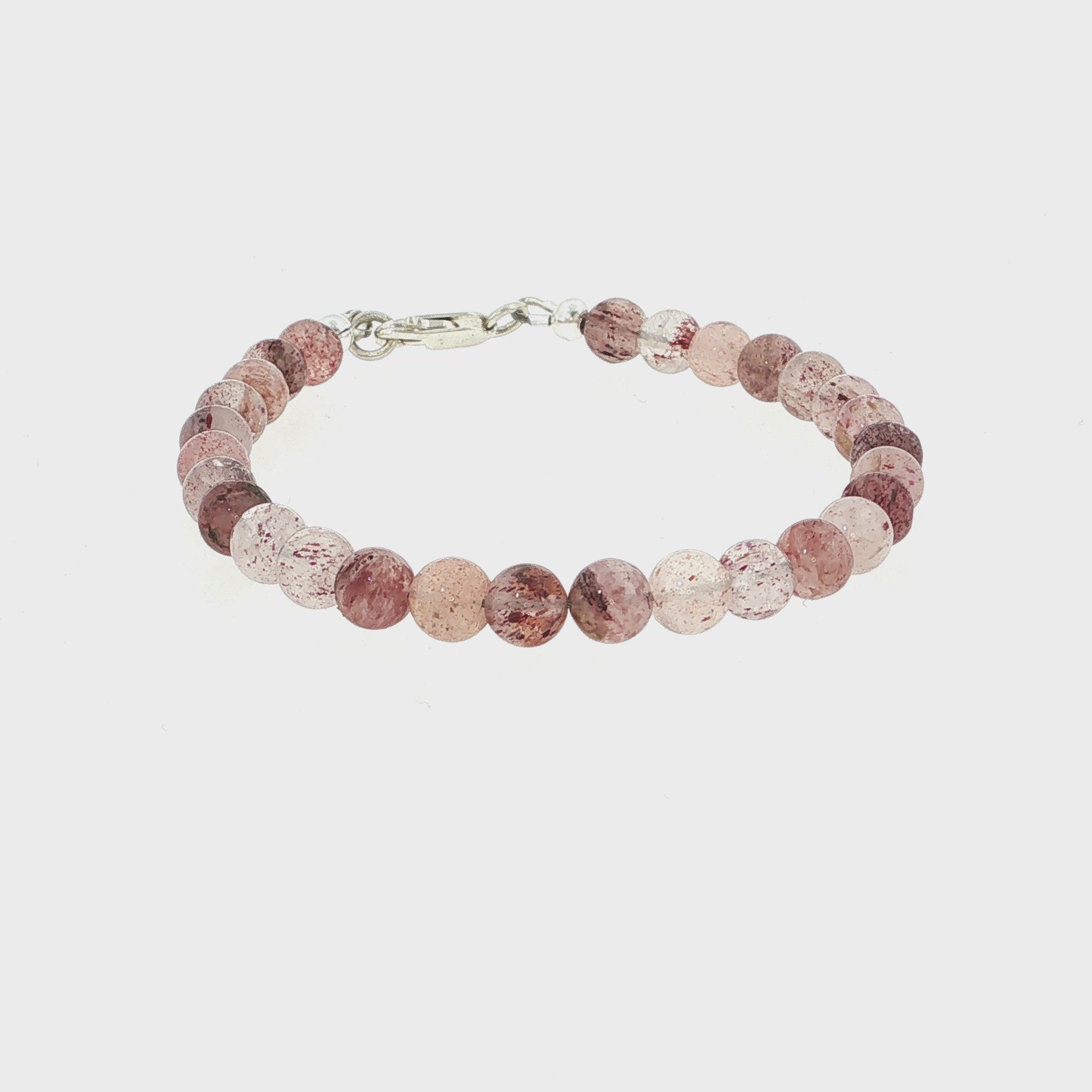Strawberry Quartz Gemstone Beaded Bracelet Collection