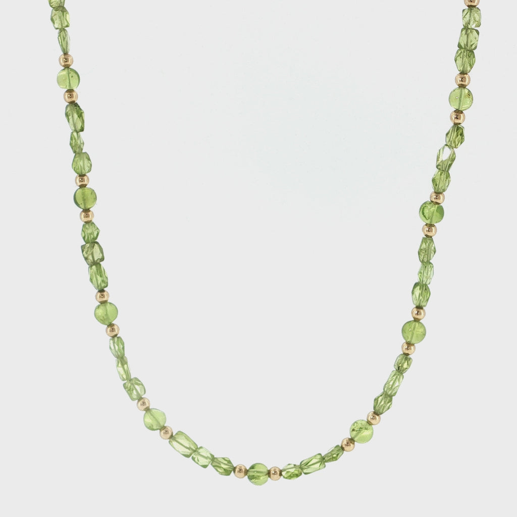 Peridot Gemstone and Gold Filled Beaded Necklace