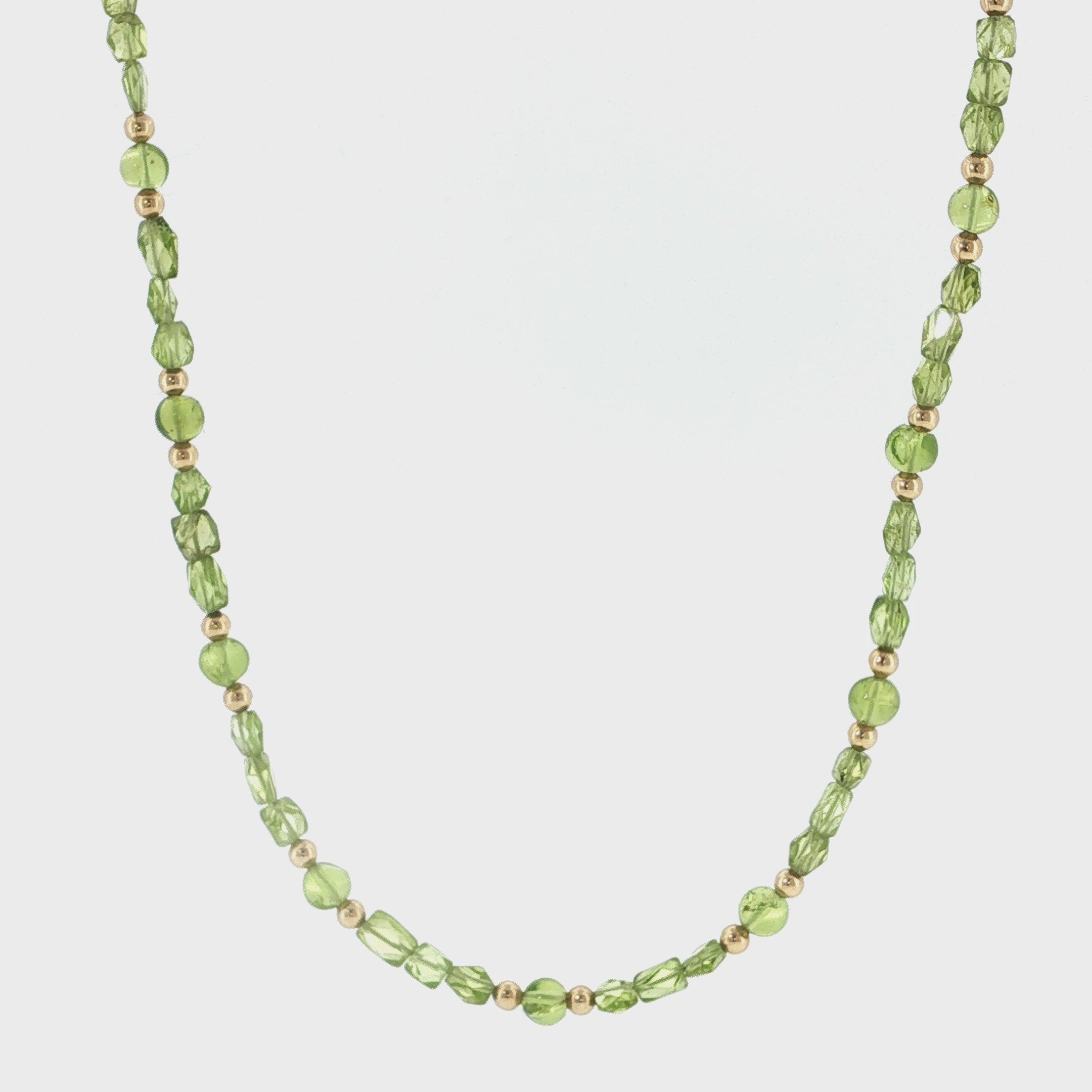 Peridot Gemstone and Gold Filled Beaded Necklace