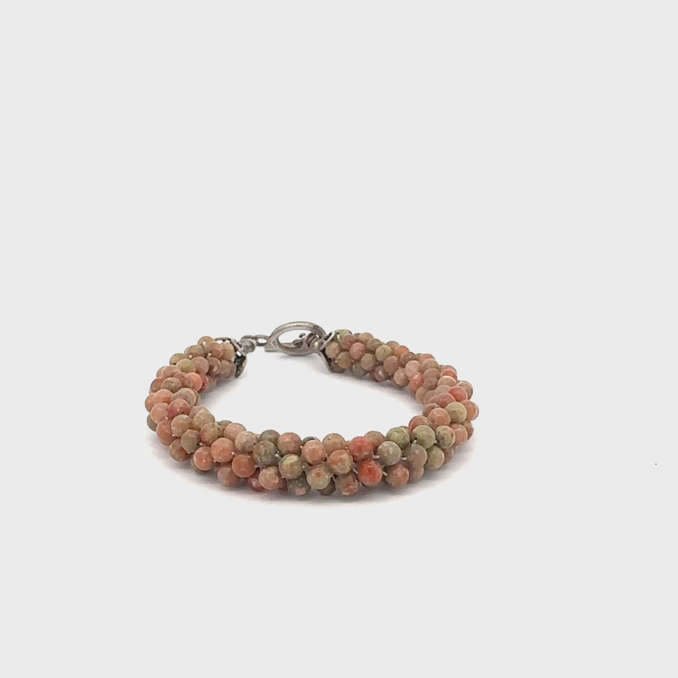 Autumn Jasper Crocheted Bracelet, jewelry