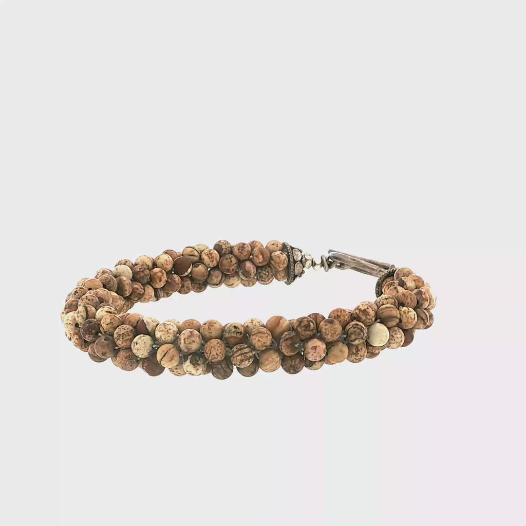Picture Jasper Gemstone Crocheted Bracelet