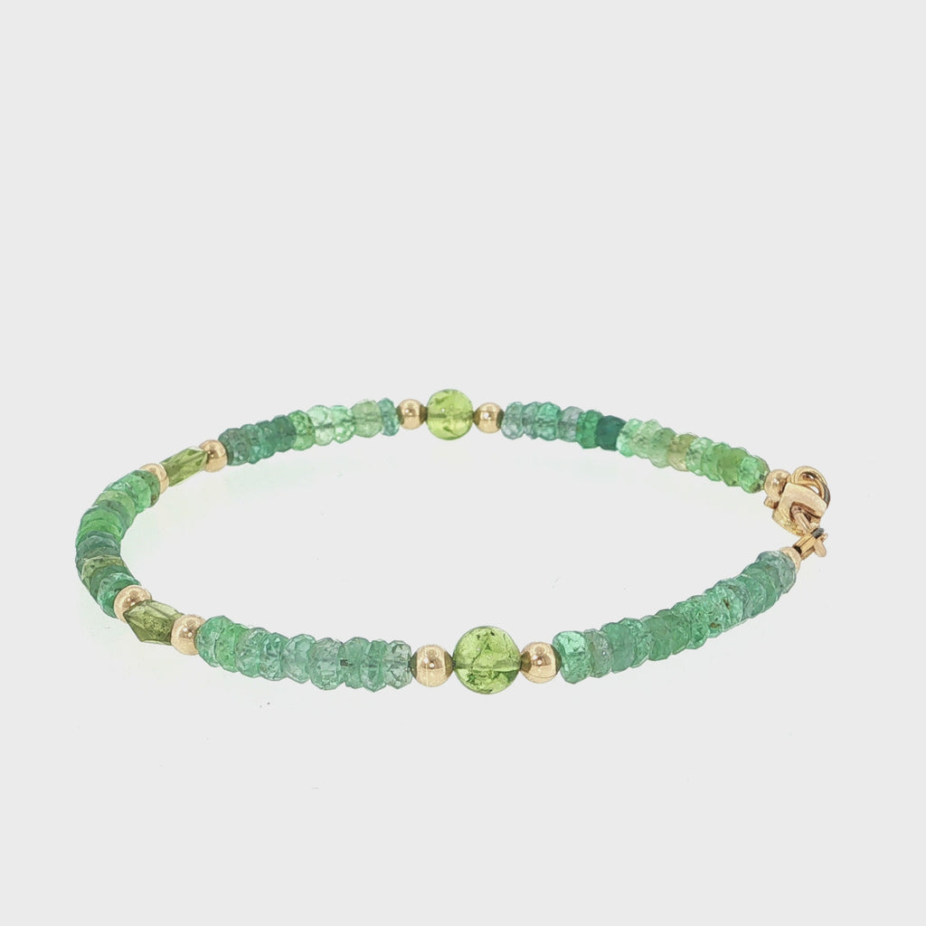 Kornerupine & Peridot Gold-Filled Beaded Bracelet