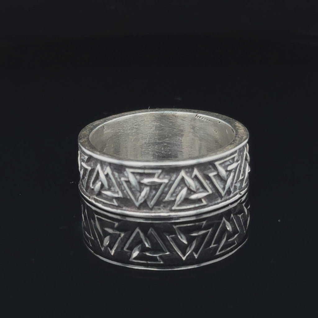 Men’s sterling silver geometric triangle sacred shape ring, size 12 on white front overview video