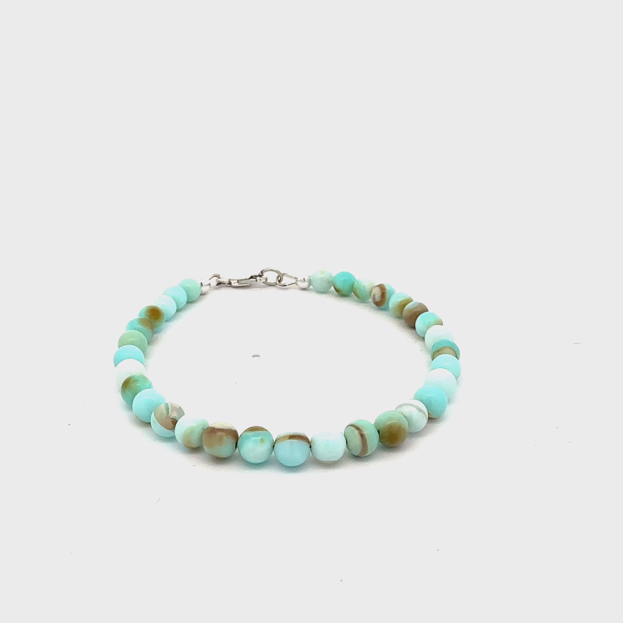 Blue Peruvian Opal Gemstone Beaded Bracelet
