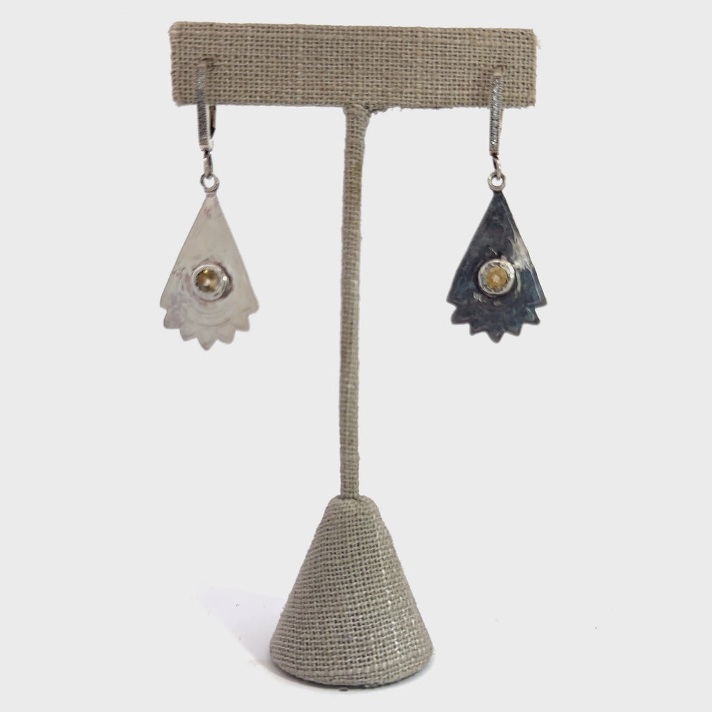 Citrine Gemstone Earrings on white resting on gemstone front overview video