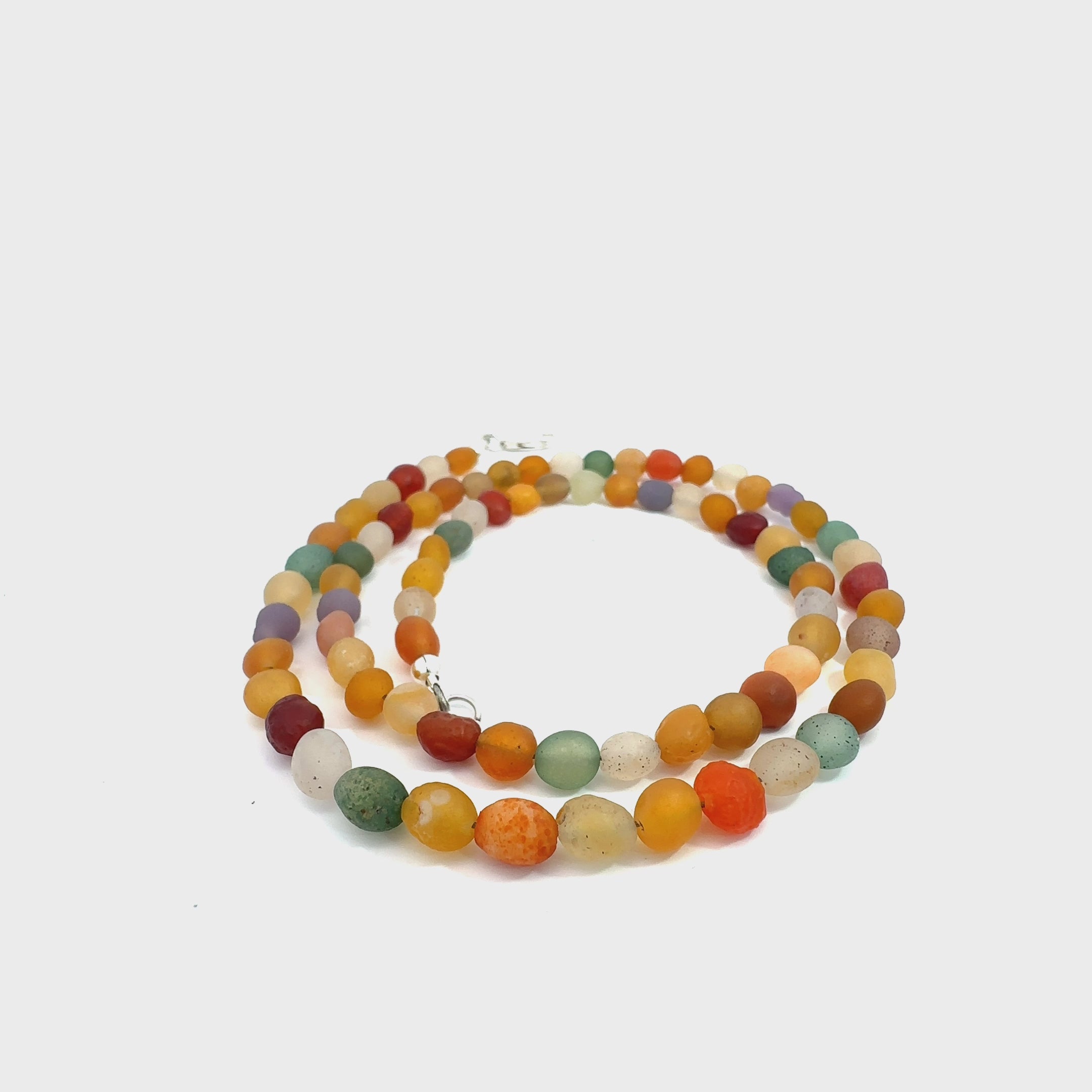 Gobi Agate Gemstone Necklace on white spiral center view