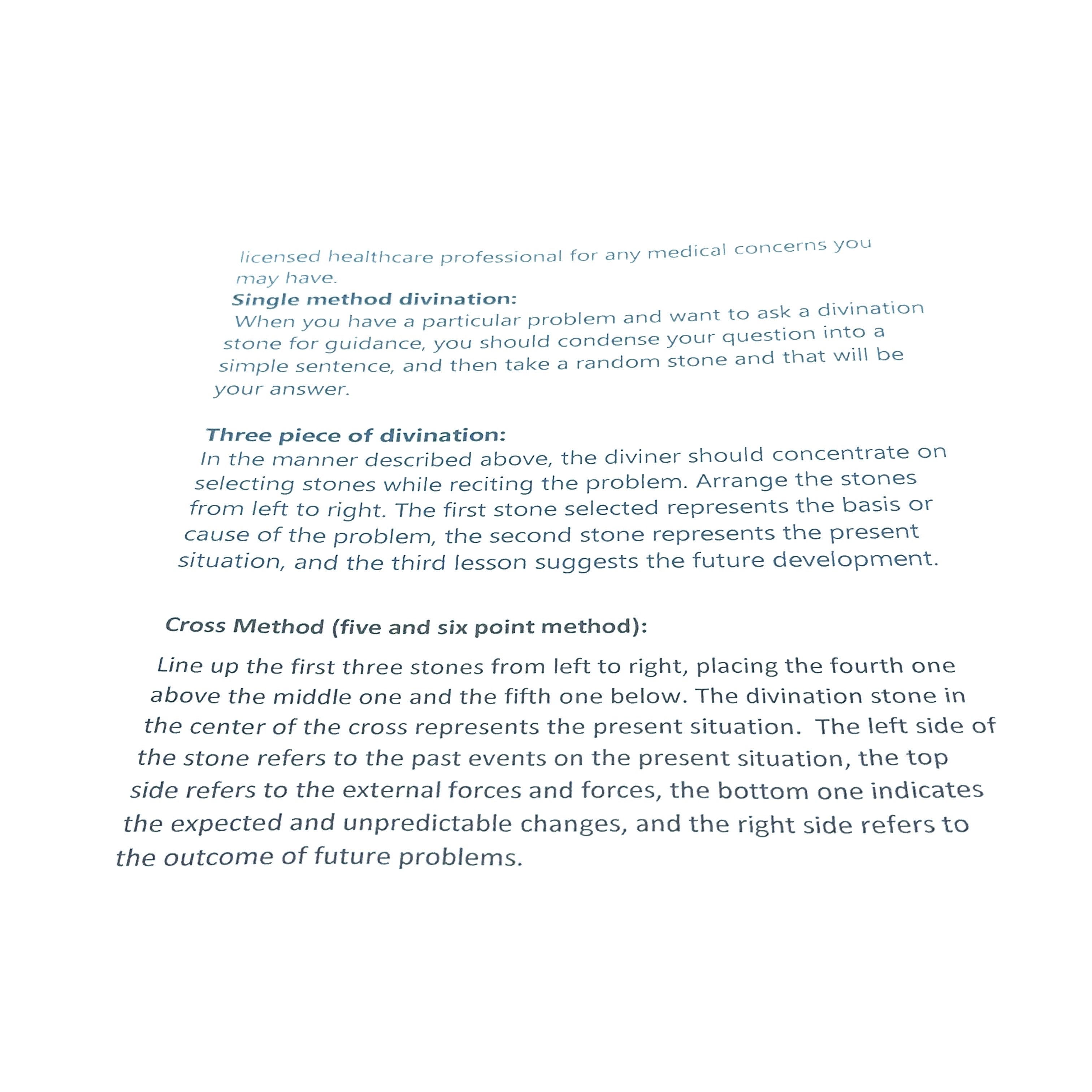 second papers  with insturctions for the gemstone runes on white overview