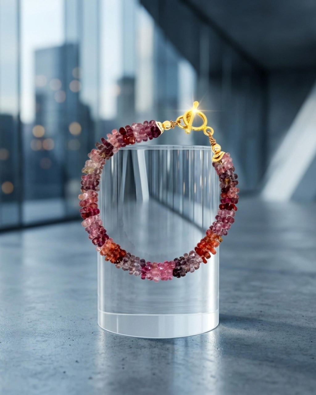 Red Spinel Gemstone Bracelet | Handcrafted Crochet Jewelry | Gold-Filled Toggle | Passion, Joy & Vitality | Hidden Jewel Boston