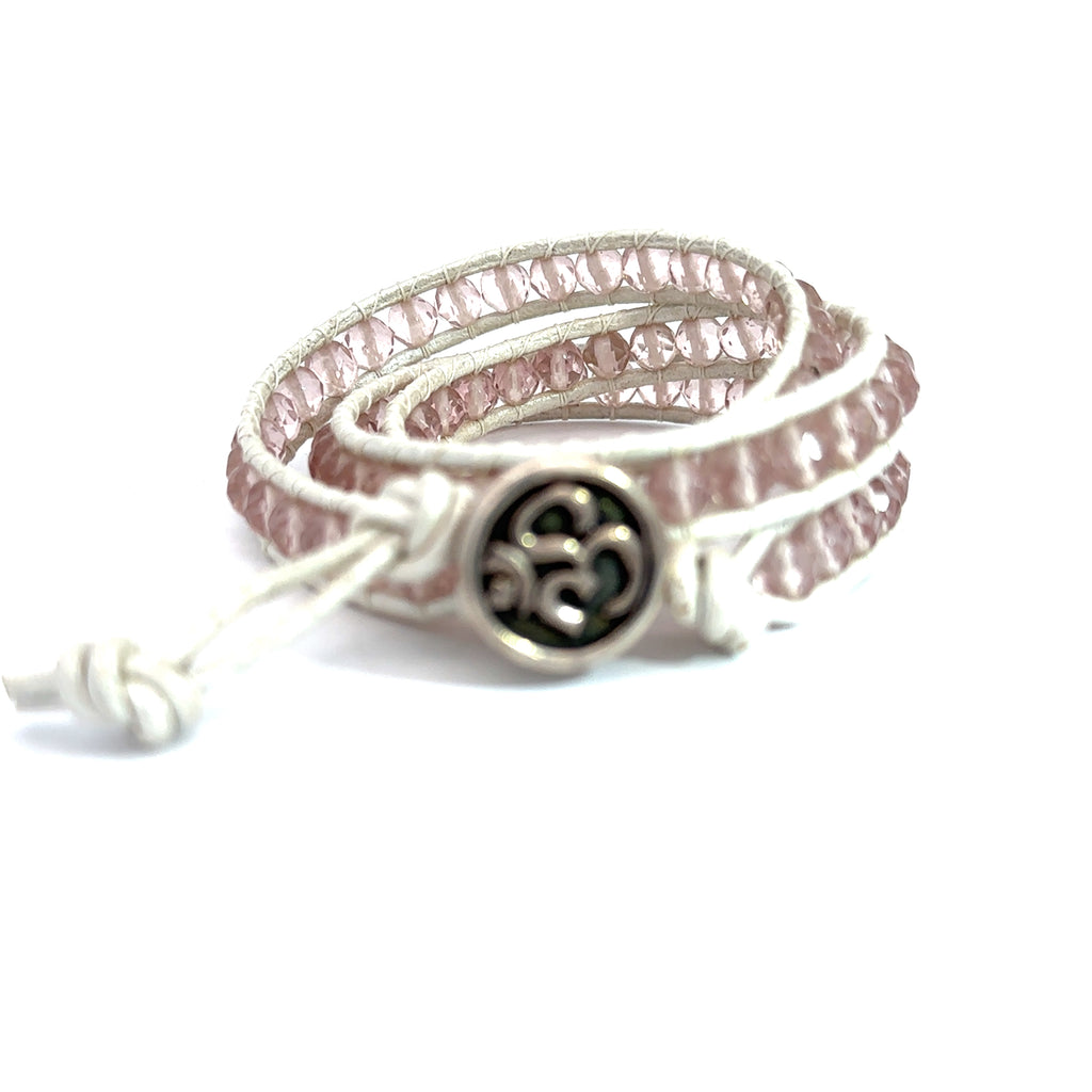 Cape Amethyst Leather Wrap Bracelet, faceted Gemstone Bracelet