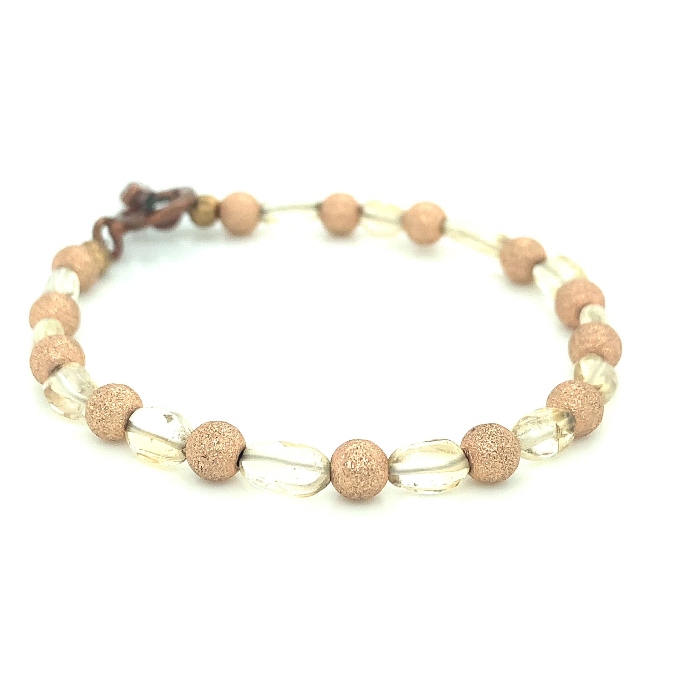 Rose Gold Star Dust, Citrine and Copper toggle gemstone bracelet, size 6.25''