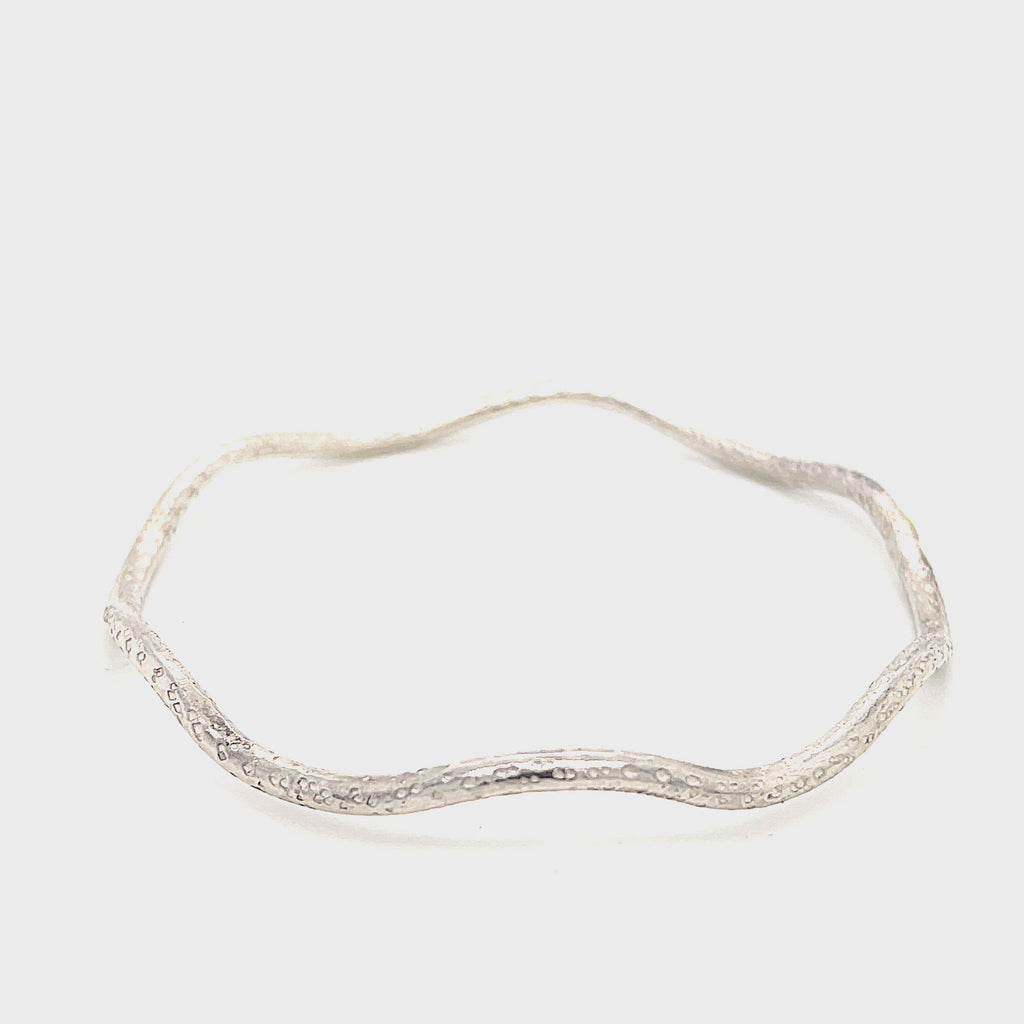 Sterling Silver Wave textured Bangle , size 7.75'', jewelry