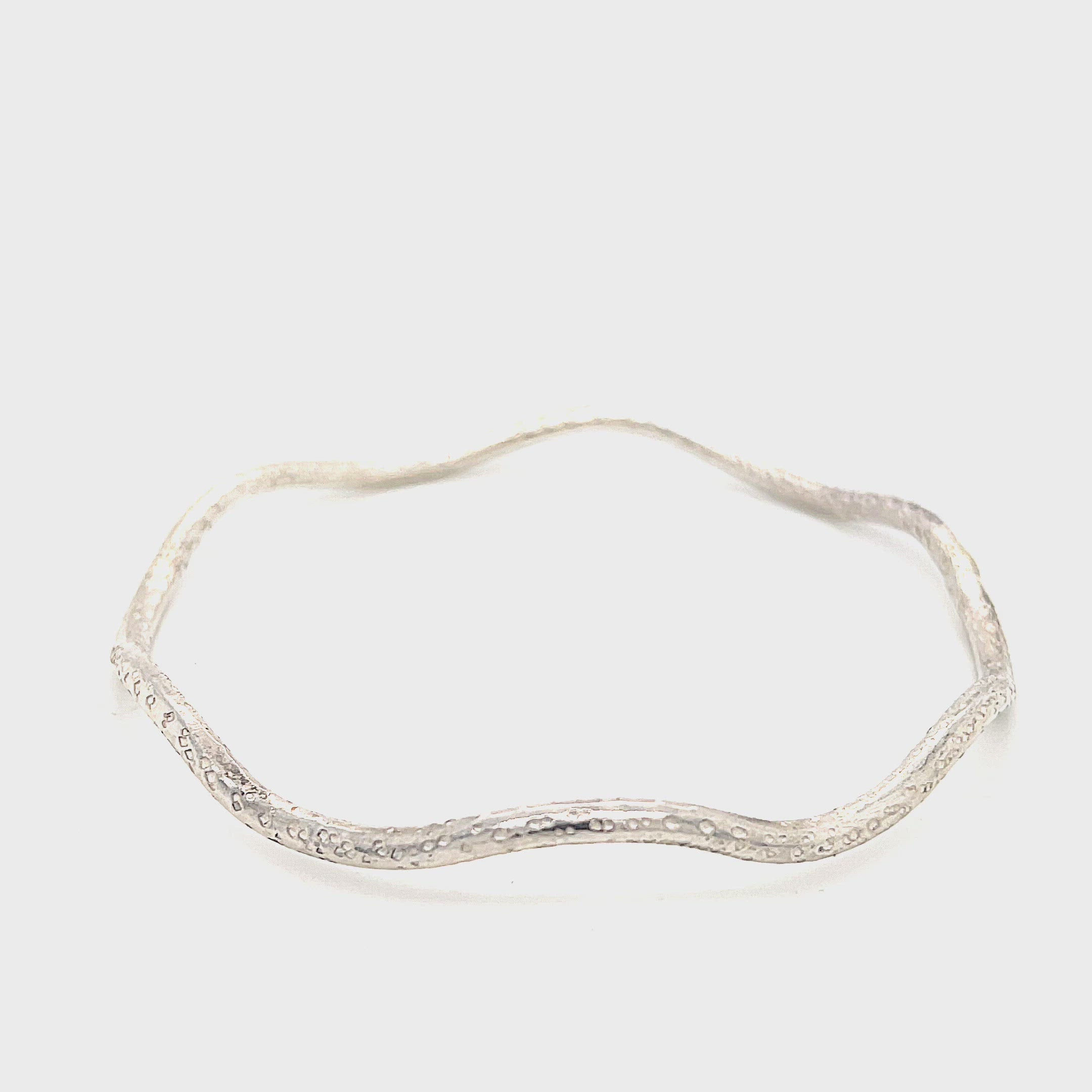 Sterling Silver Wave textured Bangle , size 7.75'', jewelry
