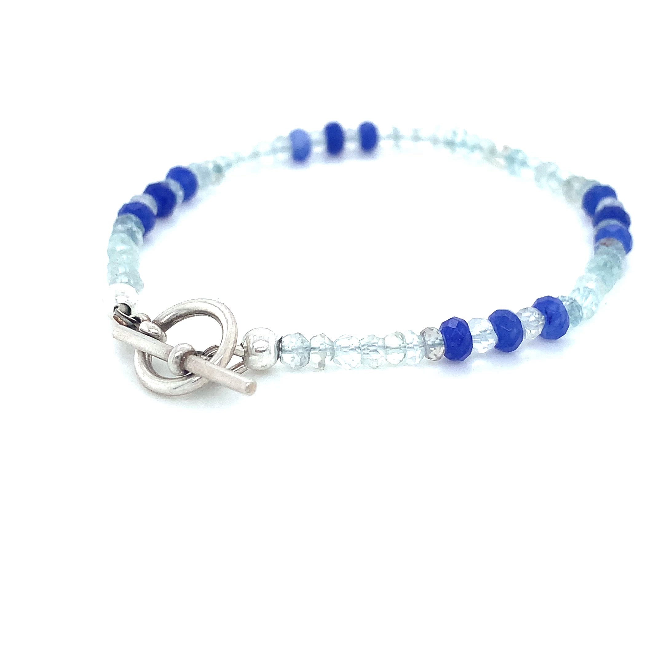 Aquamarine and Sodalite gemstone Bracelet, Jewelry