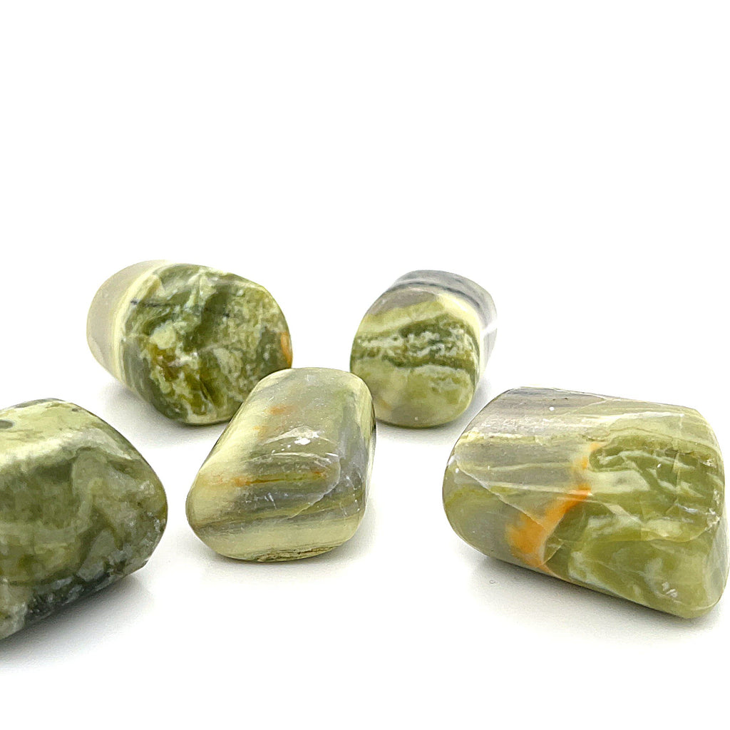 Infinite (light green Serpentine) gemstone tumbled