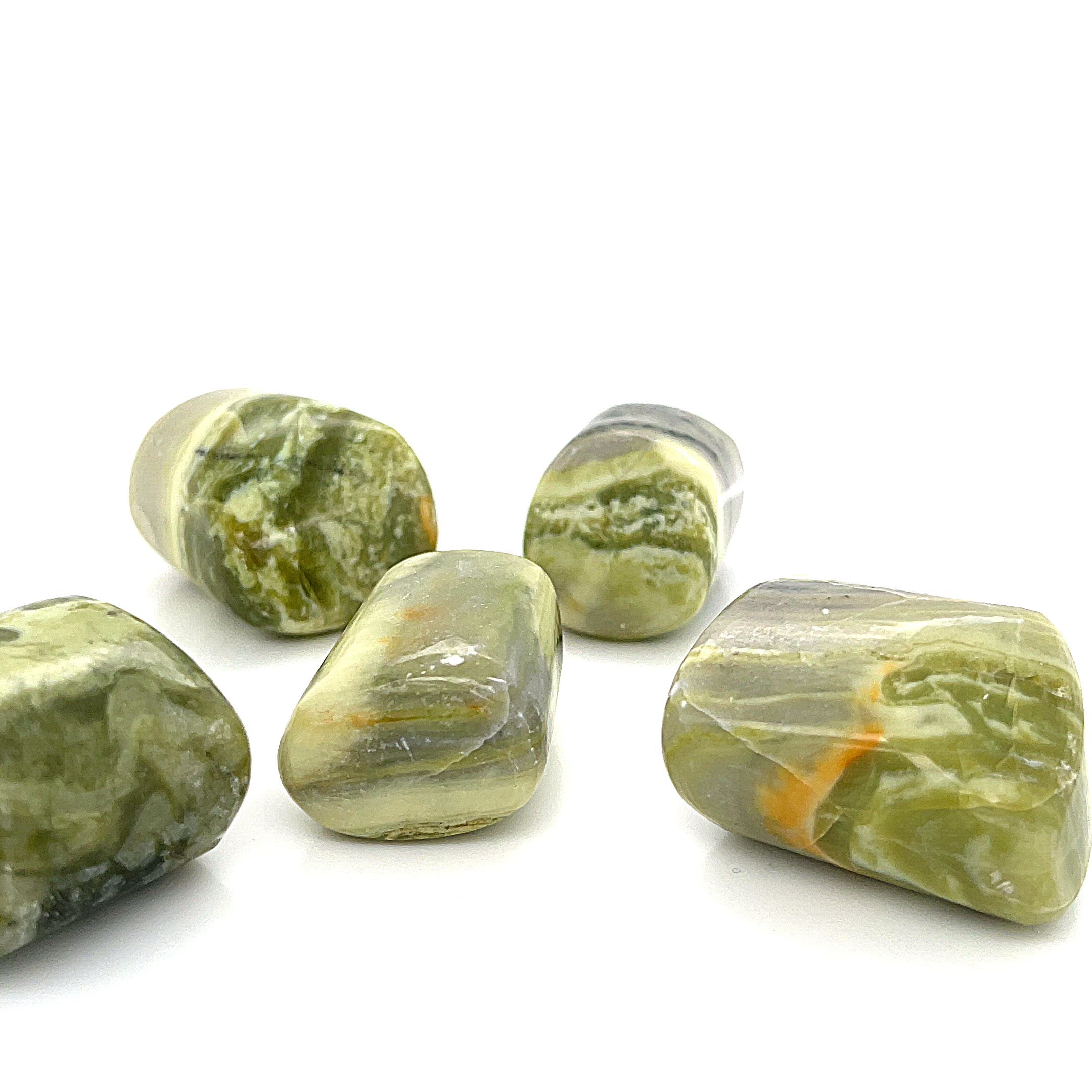 Infinite (light green Serpentine) gemstone tumbled