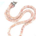 Pink Opal Crocheted Necklace | Bulgarian Crochet | Sterling Silver