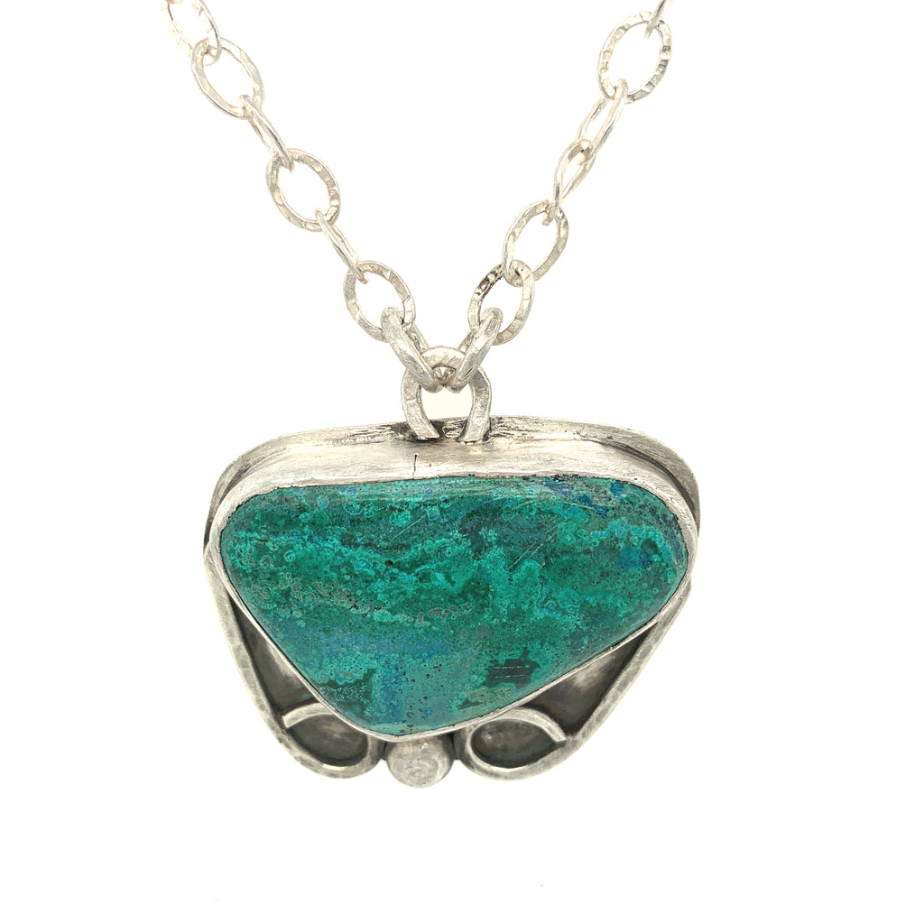 Turquiose Gemstone Necklace with hand forged Sterling silver setting