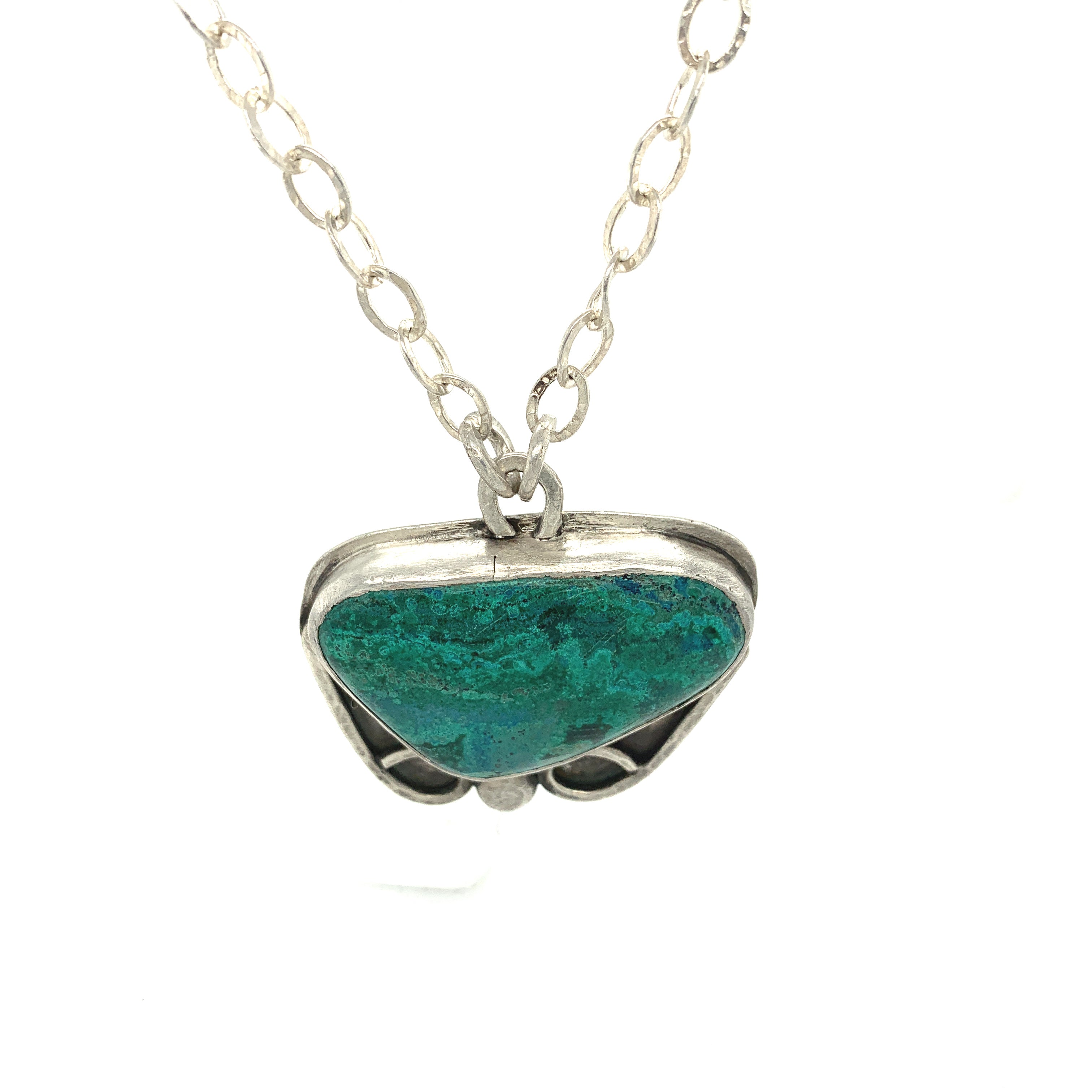 Turquiose Gemstone Necklace with hand forged Sterling silver setting