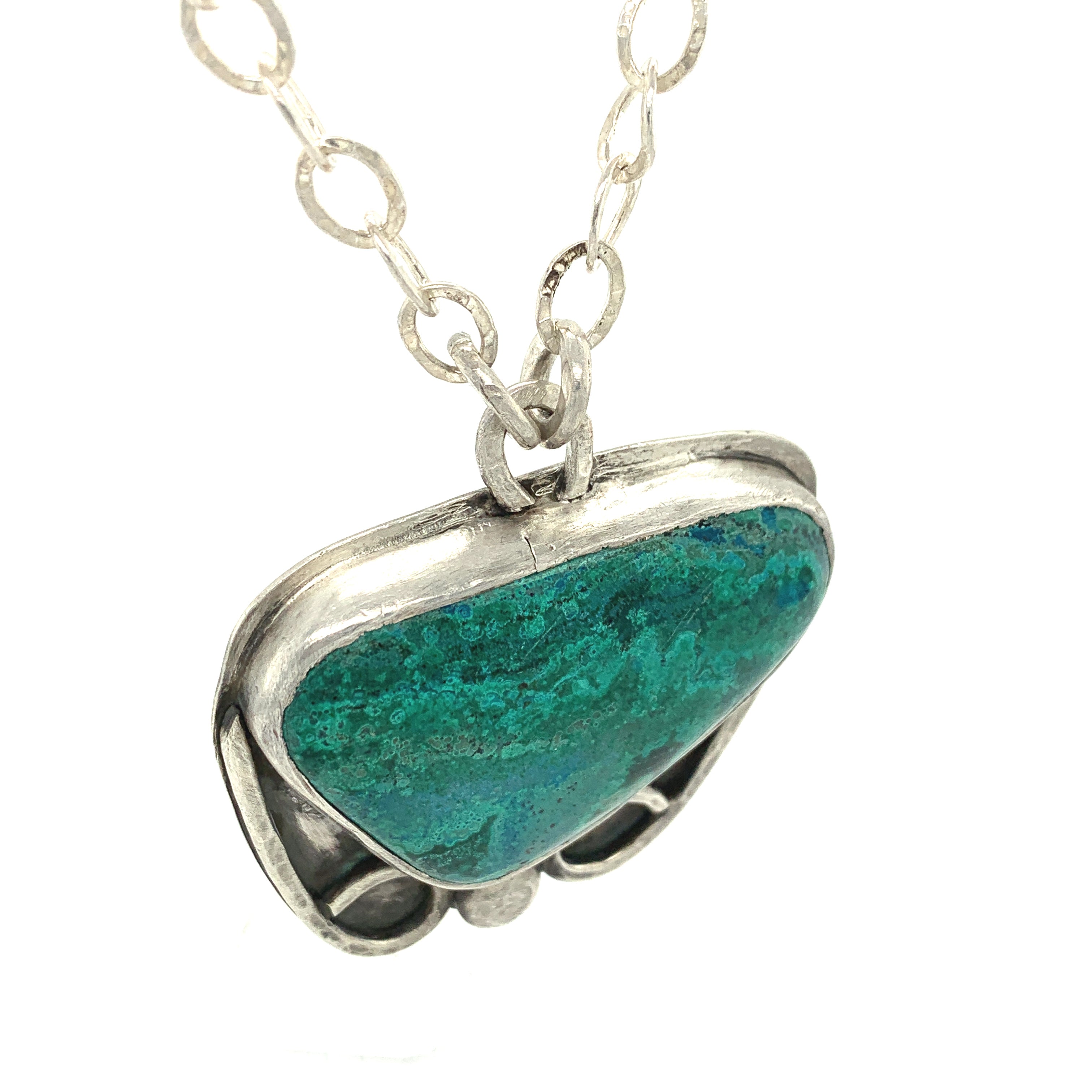 Turquiose Gemstone Necklace with hand forged Sterling silver setting