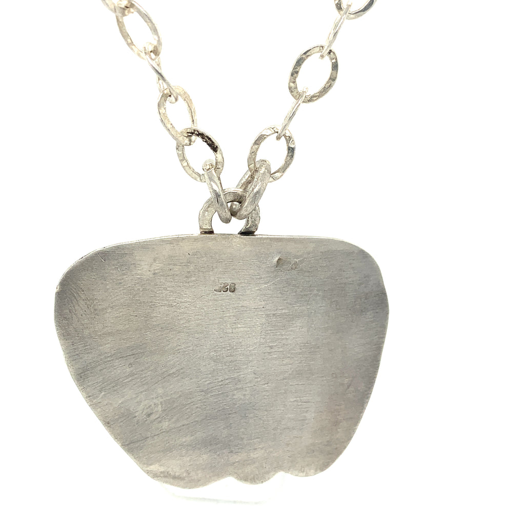 Turquiose Gemstone Necklace with hand forged Sterling silver setting