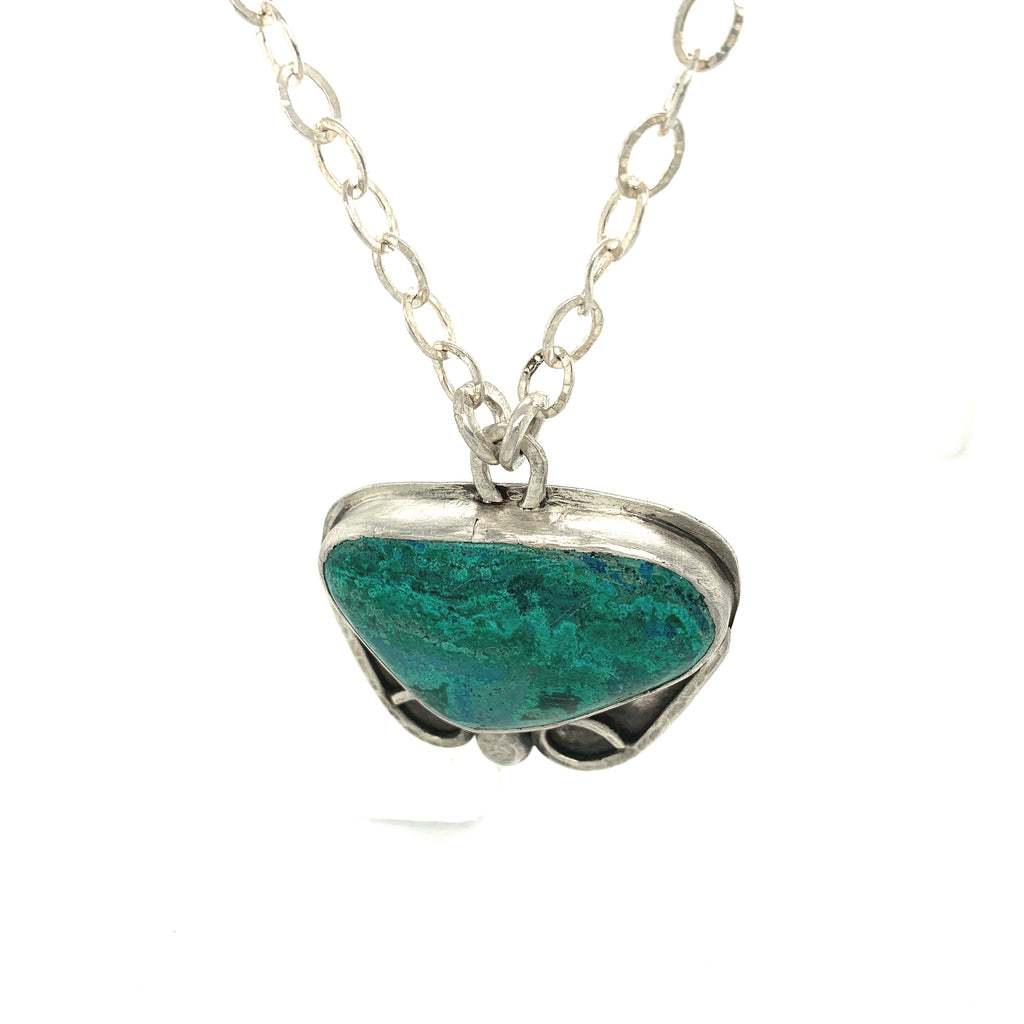 Turquiose Gemstone Necklace with hand forged Sterling silver setting