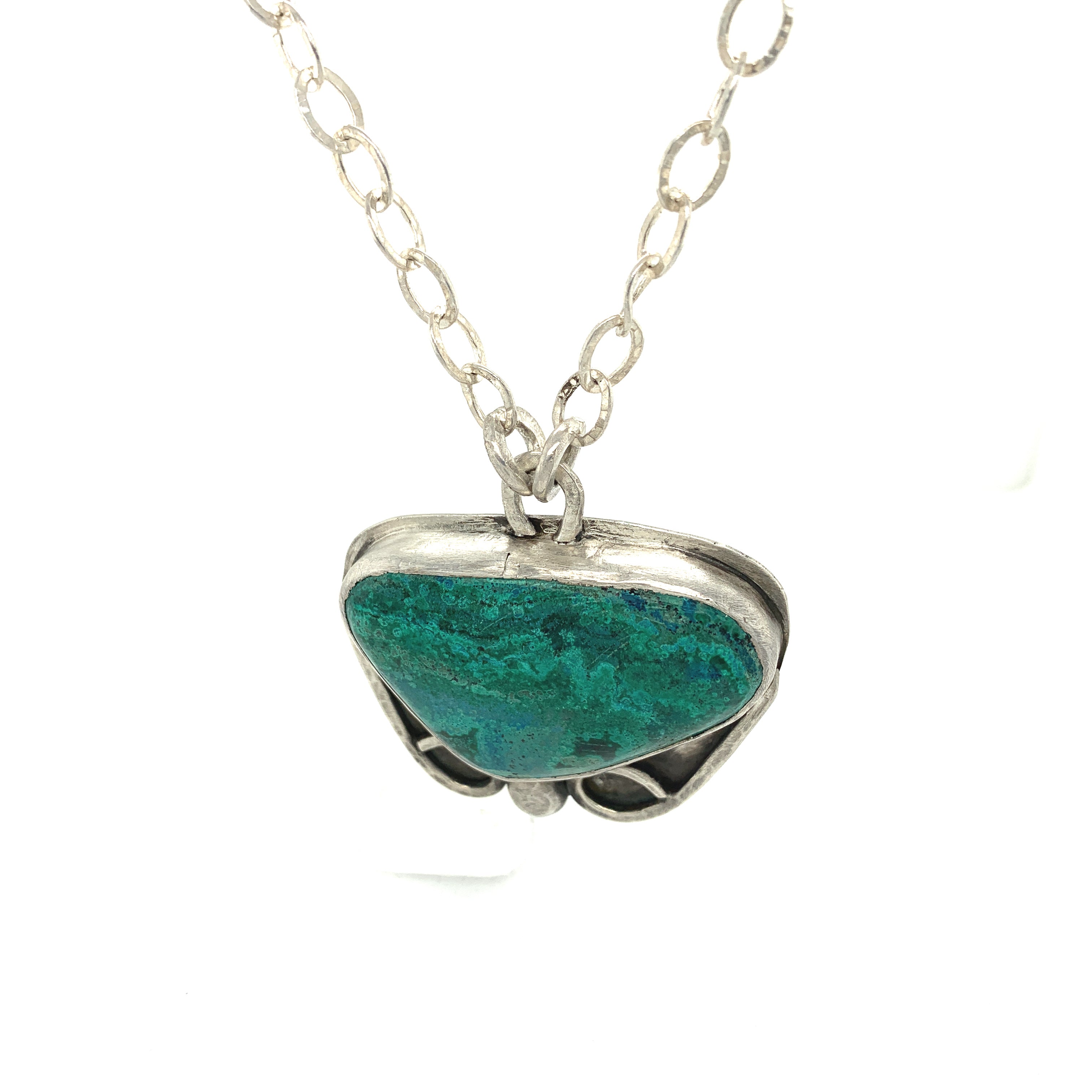 Turquiose Gemstone Necklace with hand forged Sterling silver setting